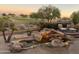 Peaceful water feature with stacked rocks in the backyard at 22455 N 55Th St, Phoenix, AZ 85054