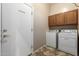 Bright laundry room features washer, dryer, and upper cabinets at 26 S Quinn Cir # 7, Mesa, AZ 85206
