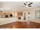 Spacious kitchen with island, hardwood floors, and modern cabinetry at 15120 E Vermillion Dr, Fountain Hills, AZ 85268
