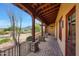 Covered patio with mountain views and red doors at 27440 N Alma School Pkwy # 33-2, Scottsdale, AZ 85262