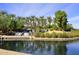 Landscaped pond with waterfall and palm trees at 17041 W Artesia Dr, Surprise, AZ 85387