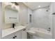 Updated bathroom with marble-look shower and vanity at 14700 S Tuthill Rd, Buckeye, AZ 85326