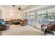 Living room with comfortable seating, large windows, and access to patio at 13605 N Redwood Dr, Sun City, AZ 85351