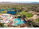 Aerial view of a community pool and surrounding landscape at 18788 E Blue Sky Dr, Rio Verde, AZ 85263