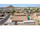 Aerial view showing a house with a pool and storage shed in a residential area at 786 W Jahns Dr, Casa Grande, AZ 85122