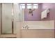 Bathroom with shower and tub at 18516 W Sweet Acacia Dr, Goodyear, AZ 85338
