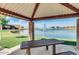 Community pavilion with seating overlooking a pond at 2247 E Indian Wells Dr, Gilbert, AZ 85298