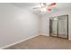 Bedroom with ceiling fan and sliding glass door at 2114 S El Marino --, Mesa, AZ 85202