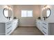 Elegant bathroom with double vanities, quartz countertops, and modern fixtures at 3909 S Veronica Ln, Gold Canyon, AZ 85118