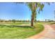 View of the lush green golf course at 5415 E Mckellips Rd # 56, Mesa, AZ 85215