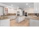 Kitchen boasts granite countertops, white cabinets, and center island at 1367 E Desert Flower Ln, Phoenix, AZ 85048
