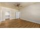 Bright bedroom with hardwood floors and ceiling fan at 21320 N 56Th St # 2159, Phoenix, AZ 85054