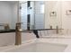 Modern bathroom with a double vanity and marble countertop at 31214 N 167Th Ave, Surprise, AZ 85387