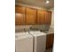 Laundry room with washer, dryer, and wood cabinets at 5830 E Mckellips Rd # 62, Mesa, AZ 85215