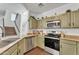 Modern kitchen with green cabinets and stainless steel appliances at 4310 E Jasper Dr, Gilbert, AZ 85296