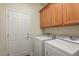 Laundry room with washer, dryer, and cabinets at 20712 N 273Rd Ave, Buckeye, AZ 85396