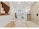 Large bathroom featuring a soaking tub, walk-in shower, and double vanity at 8575 E Sharon Dr, Scottsdale, AZ 85260