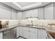 Updated kitchen featuring gray cabinets, double sink and granite countertops at 5136 N 31St Pl # 648, Phoenix, AZ 85016
