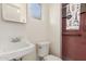 Bathroom with pink tile shower and updated vanity at 1549 E Turquoise Ave, Phoenix, AZ 85020