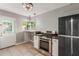 Modern kitchen features stainless steel appliances and white shaker cabinets at 1549 E Turquoise Ave, Phoenix, AZ 85020