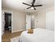 Bright bedroom with ceiling fan and access to bathroom at 7508 E Beatrice St, Scottsdale, AZ 85257