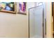 Walk-in shower with glass enclosure and marble-style surround at 846 N Pueblo Dr # 110, Casa Grande, AZ 85122