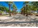 Landscaped walkway with shade structures and palm trees at 10523 E Simone Ave, Mesa, AZ 85212
