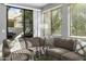 Living room with sectional sofa, access to balcony, and large windows at 7700 E Gainey Ranch Rd # 206, Scottsdale, AZ 85258