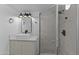 Contemporary bathroom with floating vanity and shower at 7428 E Carol Cir, Mesa, AZ 85208