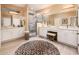 Large bathroom with walk-in shower and double vanity at 23228 N Gaviota Dr, Sun City West, AZ 85375