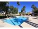 Inviting community pool with palm trees and a relaxing patio area at 15626 N 50Th St, Scottsdale, AZ 85254