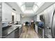 Modern kitchen with gray cabinets, a farmhouse sink, and stainless steel appliances at 11405 S Tawa Ln, Phoenix, AZ 85044