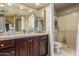 Clean bathroom with double vanity and shower at 8826 E Cortez St, Scottsdale, AZ 85260