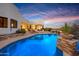 Expansive pool with a unique shape offering plenty of swimming space at 28217 N 139Th St, Scottsdale, AZ 85262