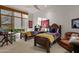 Two twin beds in a bedroom with a workspace and mountain views at 9719 E Madera Dr, Scottsdale, AZ 85262