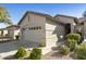 Tan house with a two-car garage and landscaping at 23817 S Harmony Way, Sun Lakes, AZ 85248