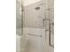 Walk-in shower with patterned tile and modern fixtures at 23817 S Harmony Way, Sun Lakes, AZ 85248
