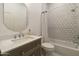 Modern bathroom with a bathtub, shower, and updated vanity at 23817 S Harmony Way, Sun Lakes, AZ 85248