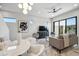 Bright dining area with white chairs and a marble table, adjacent to living room at 377 E Windsor Ave # 21, Phoenix, AZ 85004