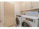 Convenient laundry room with washer, dryer, and overhead cabinets at 3047 E Fremont Rd, Phoenix, AZ 85042