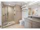 Bedroom with twin-over-twin bunk beds and adjacent bathroom at 7180 E Kierland Blvd # 314, Scottsdale, AZ 85254