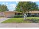 Single story home with a well-maintained lawn and mature trees at 10317 W Prairie Hills Cir, Sun City, AZ 85351