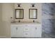 Elegant bathroom with double vanity and marble shower at 2303 S 337Th Ave, Tonopah, AZ 85354