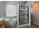 Spa-like bathroom with soaking tub and a frameless glass shower at 7951 E Posada Ave, Mesa, AZ 85212
