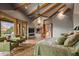 Spacious main bedroom with fireplace, sitting area, and access to a patio at 40523 N 102Nd Pl, Scottsdale, AZ 85262