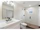 Modern bathroom with white vanity, walk-in shower, and updated fixtures at 8014 E Del Tesoro Dr, Scottsdale, AZ 85258