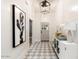 Bright entryway with geometric tile floor and modern console at 8014 E Del Tesoro Dr, Scottsdale, AZ 85258