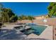Relaxing backyard pool and spa with a statue at 1912 E Gemini Pl, Chandler, AZ 85249