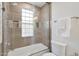 Clean bathroom with shower/tub combo and glass enclosure at 10801 E Happy Valley Rd # 27, Scottsdale, AZ 85255
