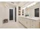 Elegant bathroom with double vanity, marble counters, and modern fixtures at 10801 E Happy Valley Rd # 27, Scottsdale, AZ 85255